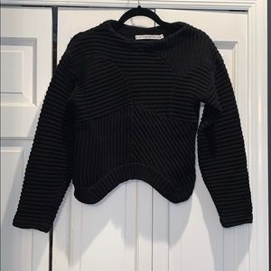 Black a-symmetrical chunk knit sweater